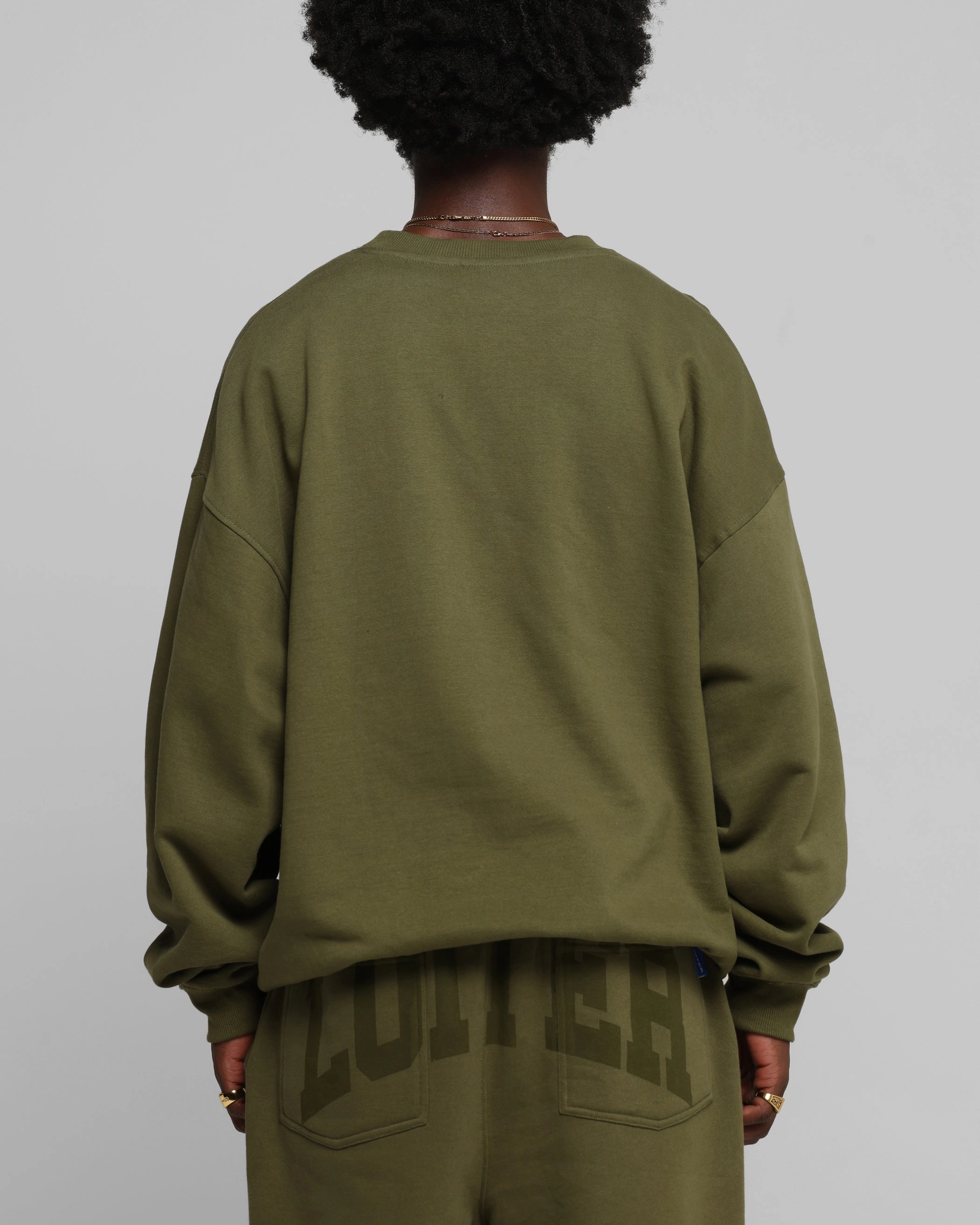 Loiter Arch Premium Crewneck Khaki snag resistant Bonded Hemline