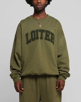 Loiter Arch Premium Crewneck Khaki Long Length Hooded Comfort Fit