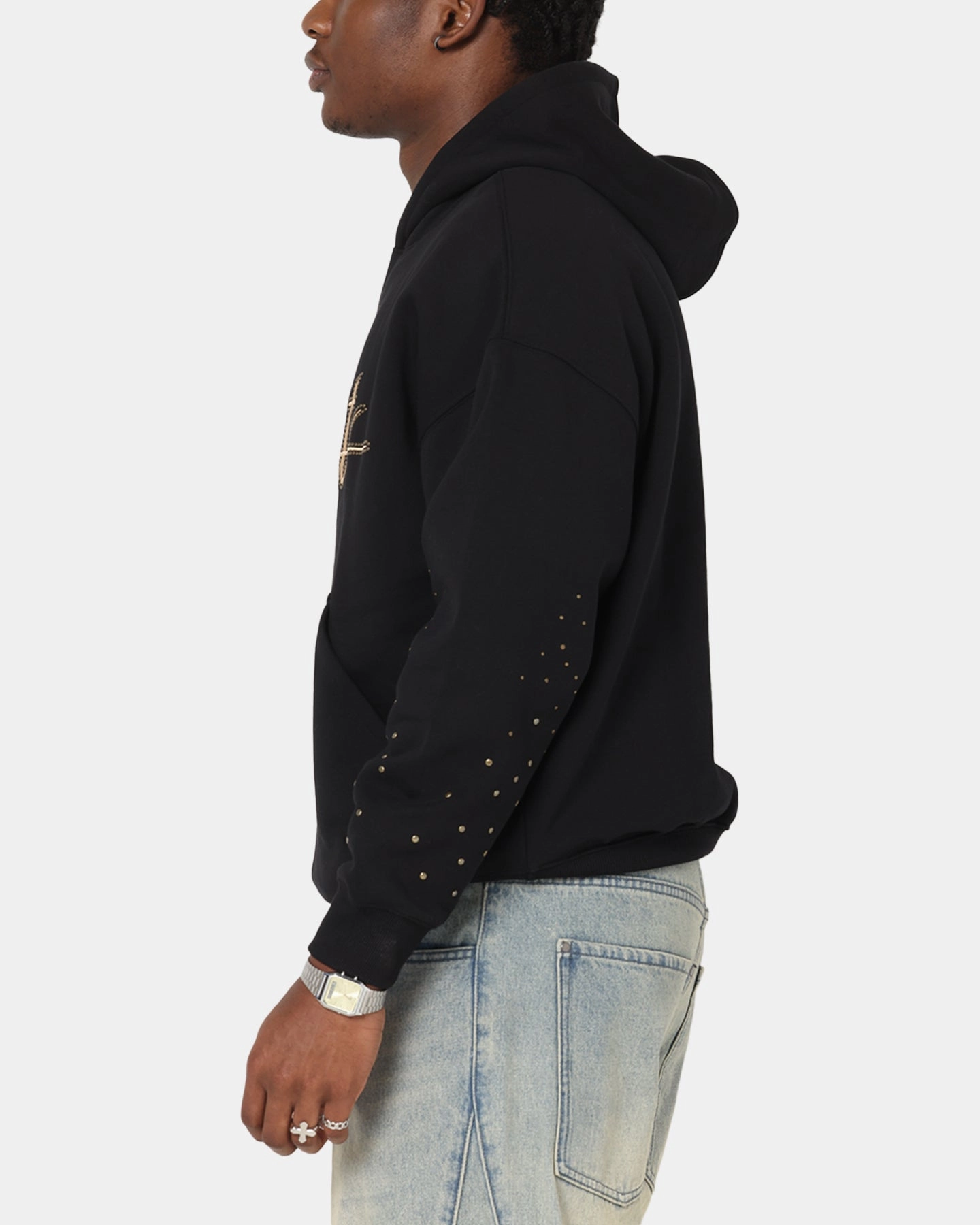Saint Morta Rodeo Drive Boxy Hoodie Black High Neckline