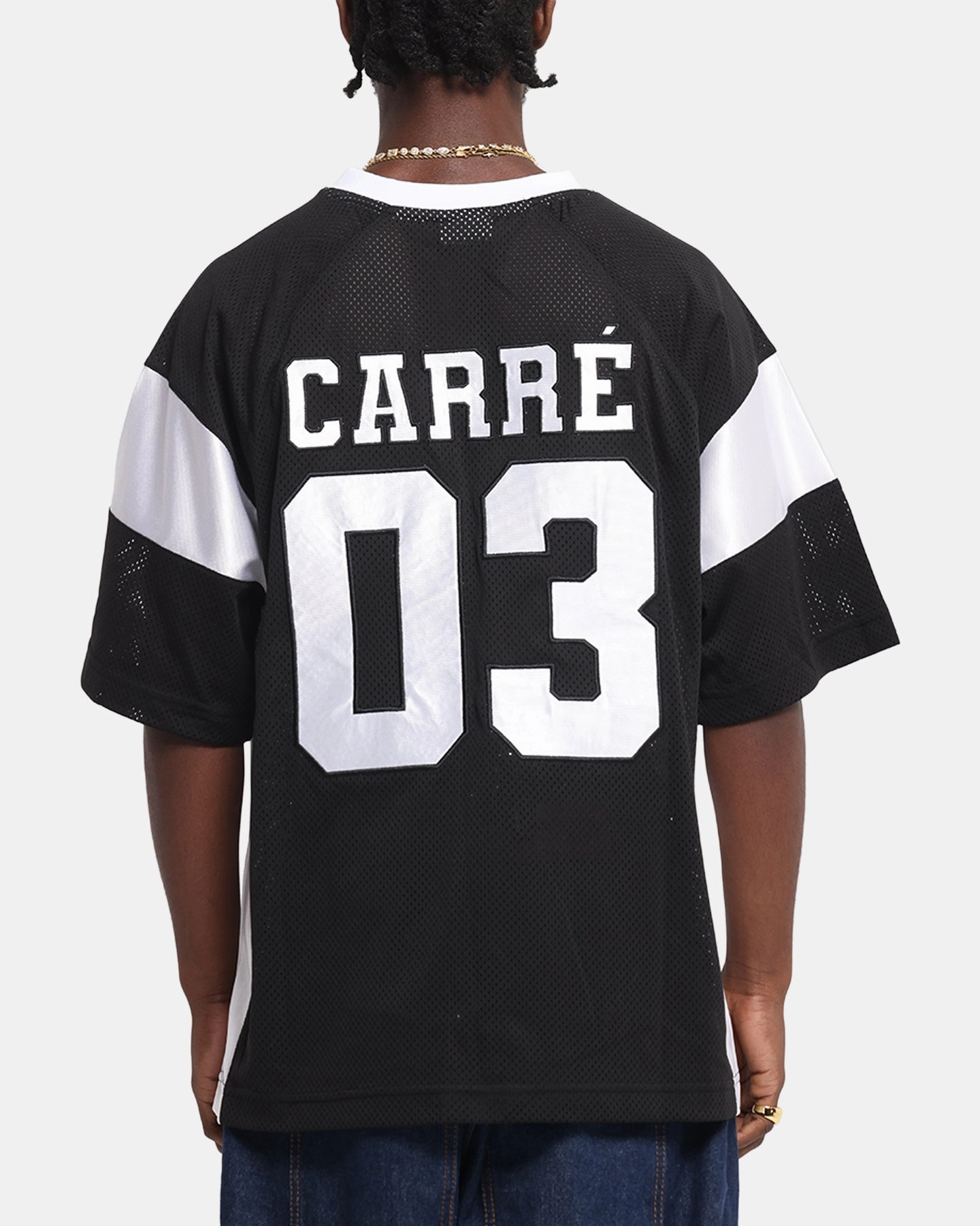 Athletic Collar Style Carre Outlaw Jersey Black/White