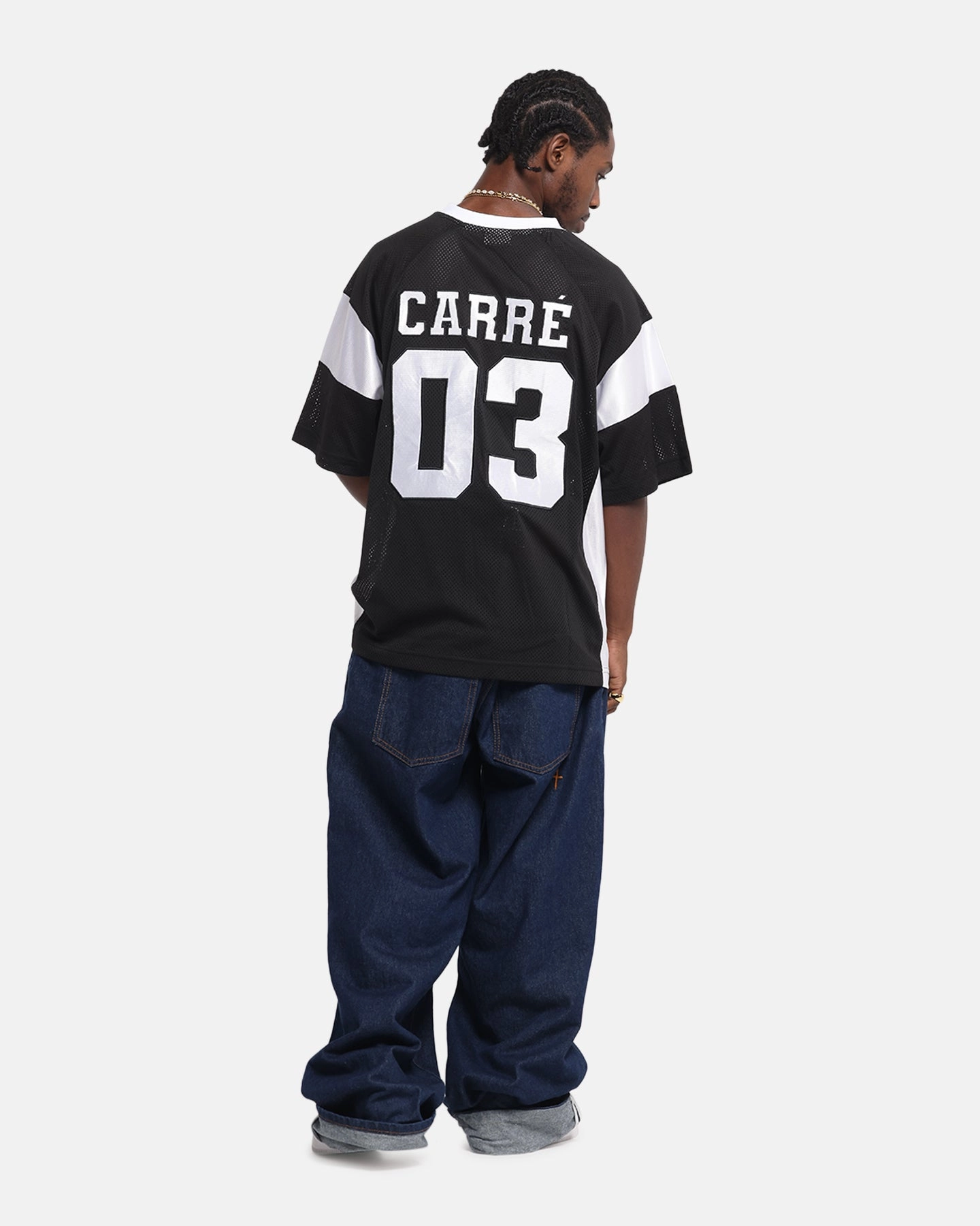 Relaxed Comfort Microfiber Performance Blend Carre Outlaw Jersey Black/White