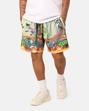 Urban Mood handmade touch American Thrift X Teenage Mutant Ninja Turtles Arcade Retro Mesh Shorts Tan/Multi
