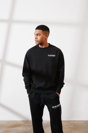 Basic Essential Layer Chic Urban Carre Premium Motion Crewneck Black