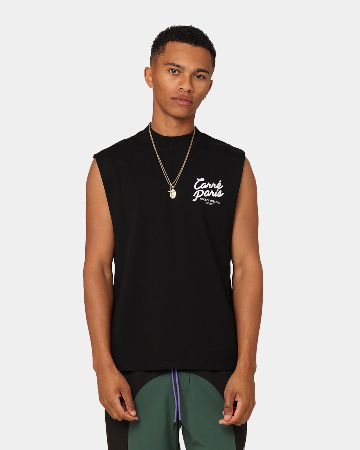 Fashionable Comfort Carre Floraux Muscle T-Shirt Black