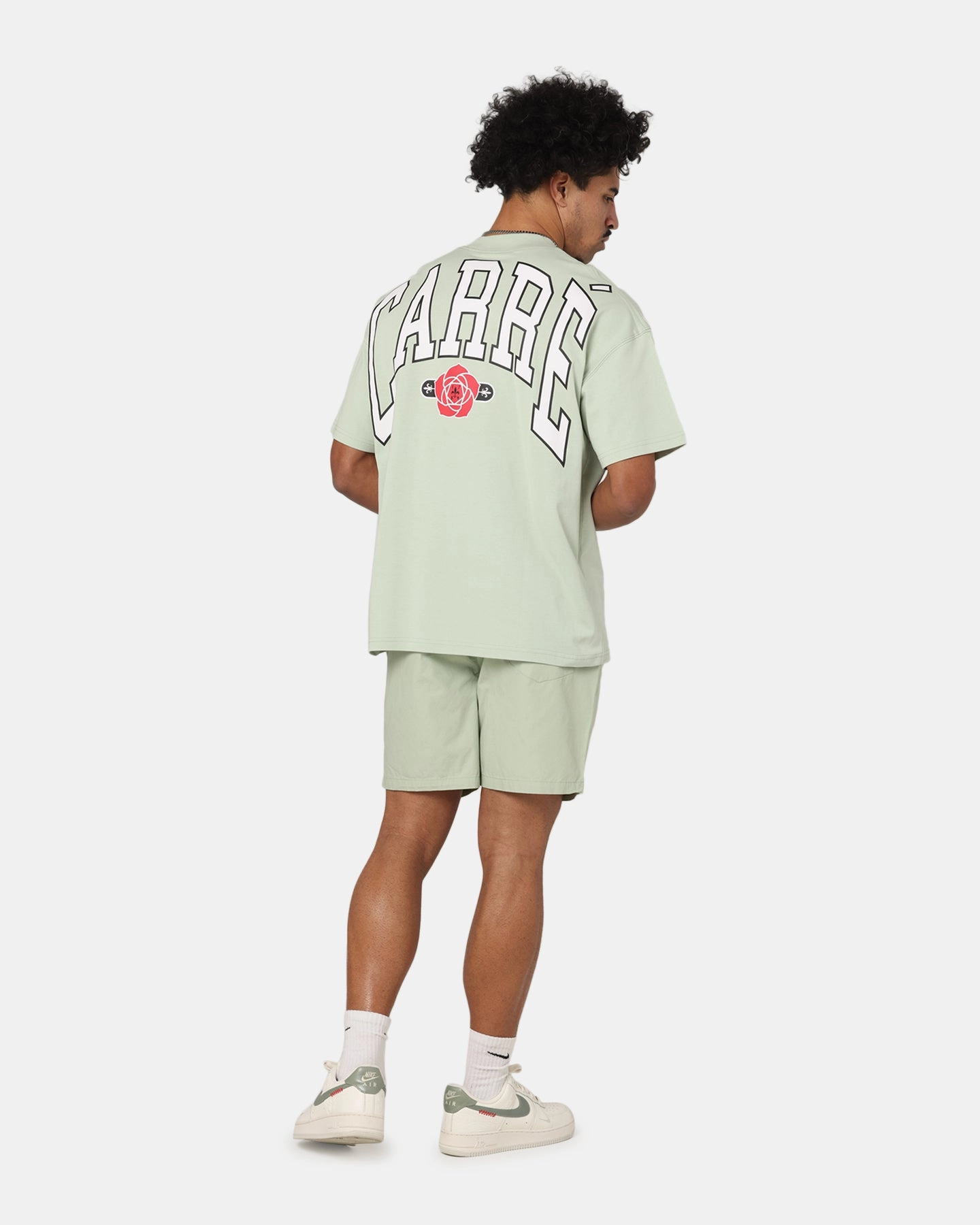 Cozy Vibe Carre Rose Oversized T-Shirt Sage