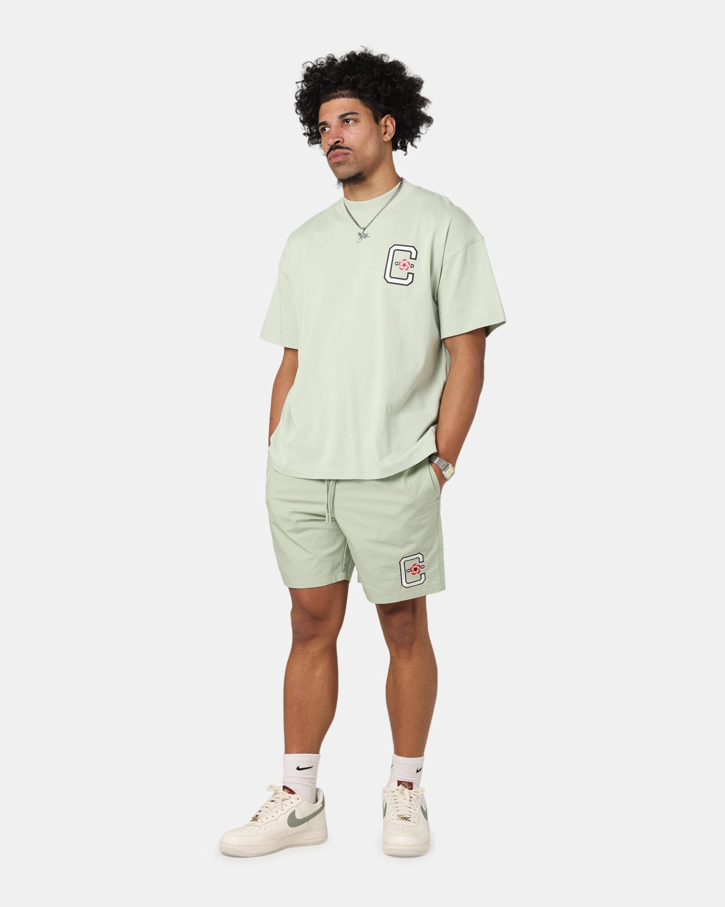 Ethically Sourced Materials Spring Freshness Carre Rose Oversized T-Shirt Sage
