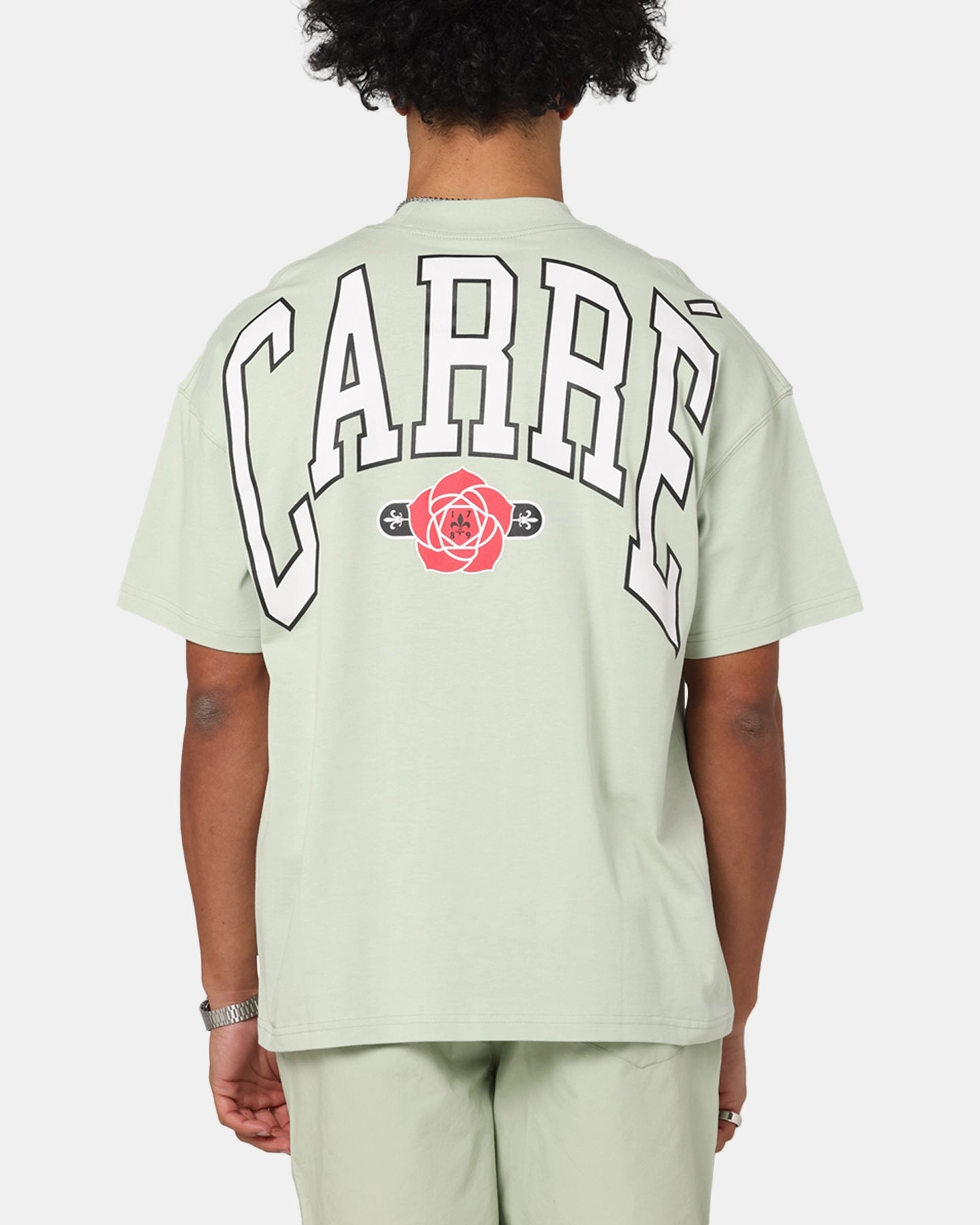 Sustainable Production Process Classic Design Carre Rose Oversized T-Shirt Sage