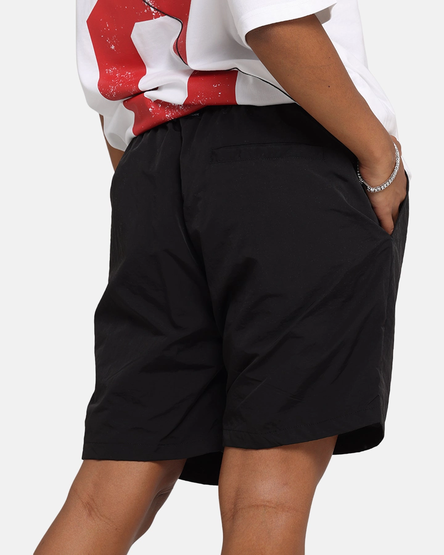 The Anti Order Reverse Logo Nylon Shorts Black Flatlock Seams Sports Comfort