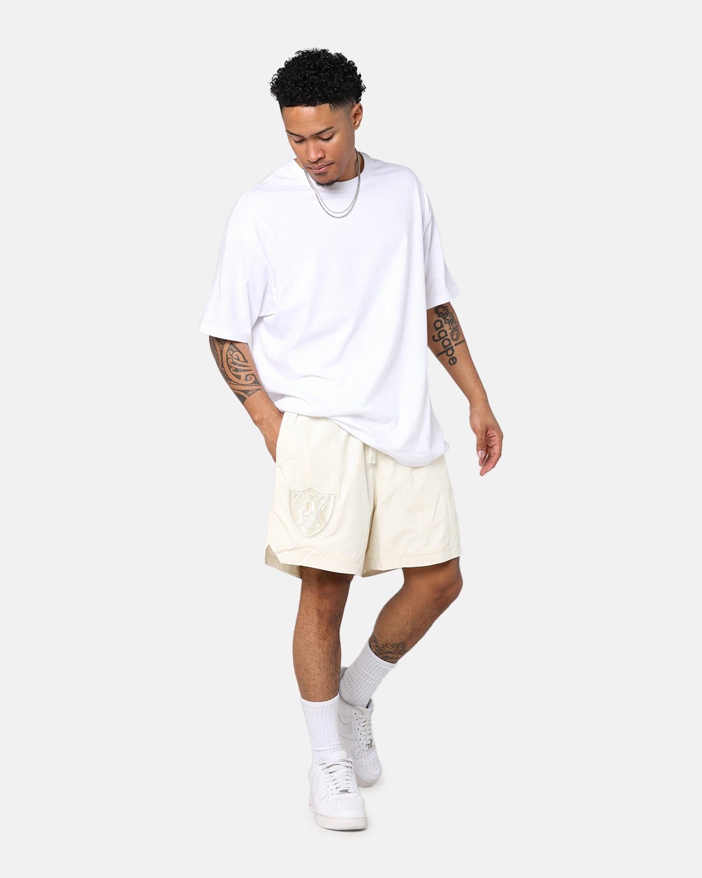Pro Standard Las Vegas Raiders Neutral 2.0 Shorts Eggshell Double Layered Hem