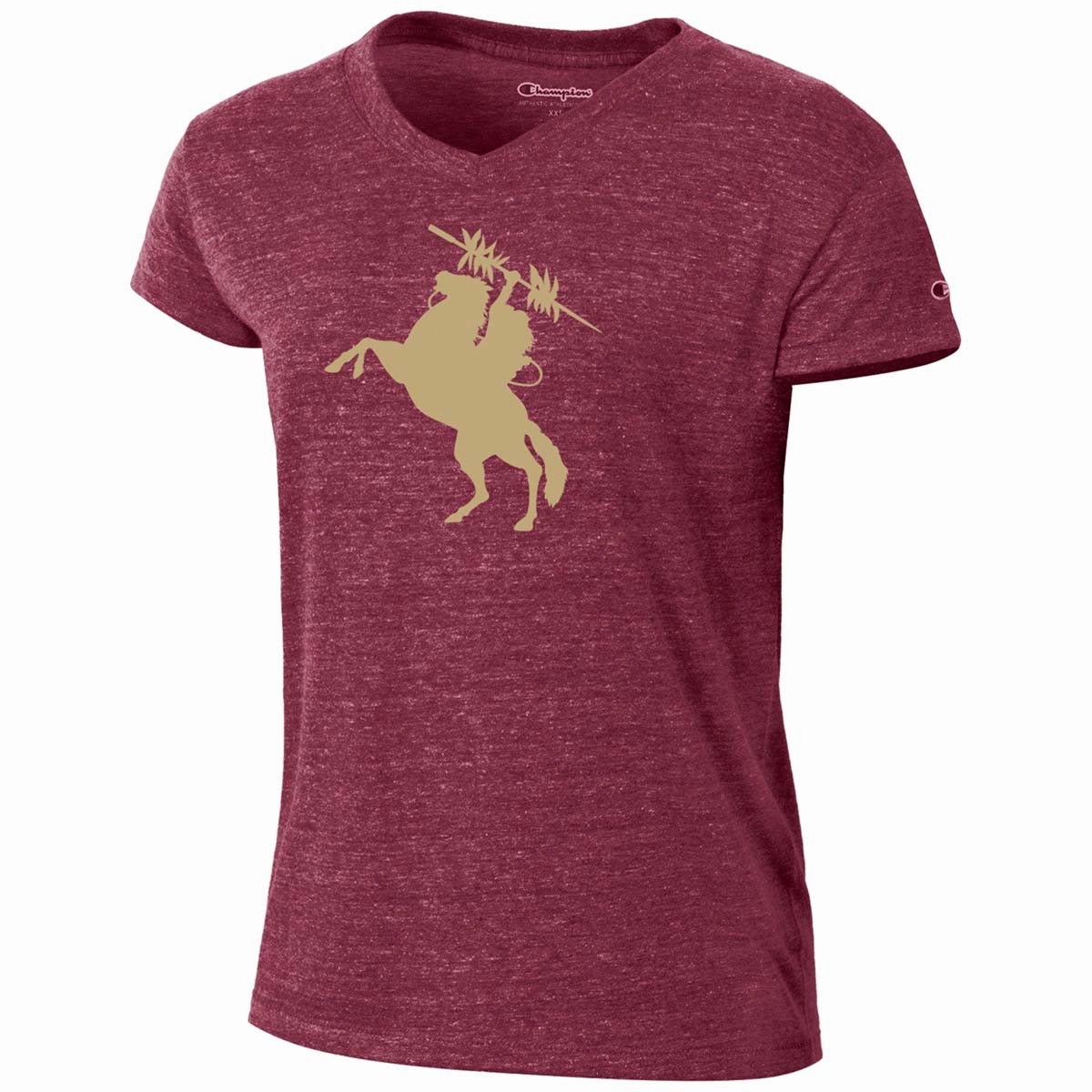 Modern Style Trend Travel Essential Champion Women's Unconquered Silhouette Short Sleeve Tri-blend V-neck T-shirt - Garnet