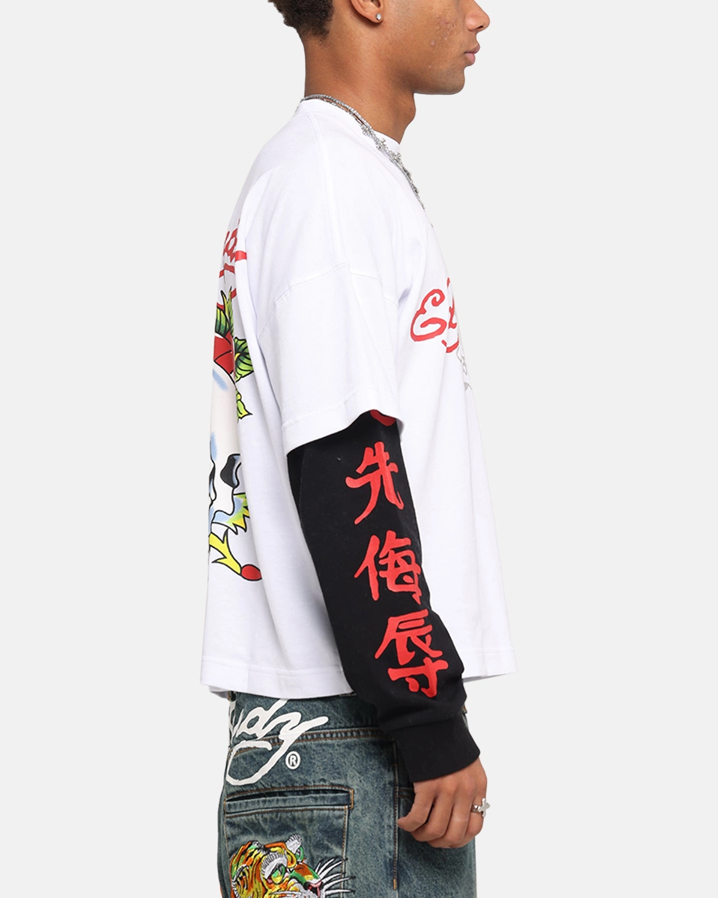 Camping attire Ed Hardy Skull Layered Long Sleeve T-Shirt White