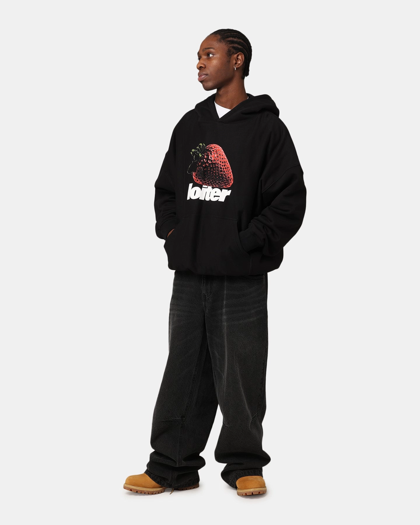 Planner Layered Security Pockets Loiter Strawberry Hoodie Black