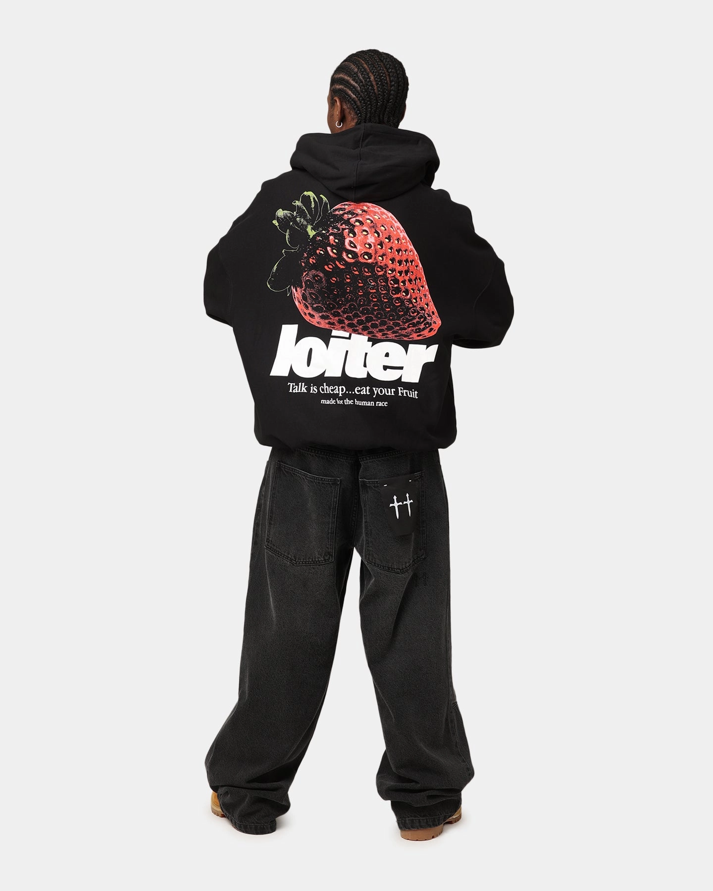 Loiter Strawberry Hoodie Black Snag Free Surface Wind Protection