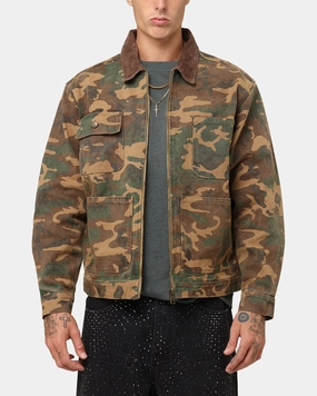 Drop Hem XXIII Camo Cargo Jacket Washed Green Camo