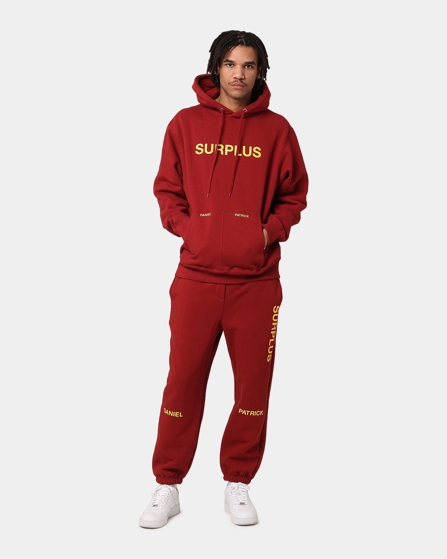 Daniel Patrick Surplus Logo Sweatpants Maroon/Yellow Flattering Comfort
