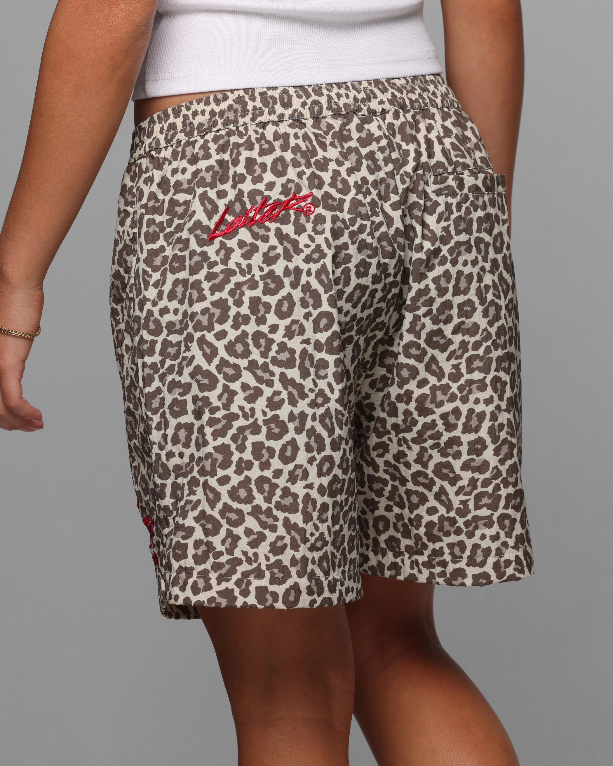 Loiter Cyber Beach Shorts Snow Leopard Laser Cut Perforations