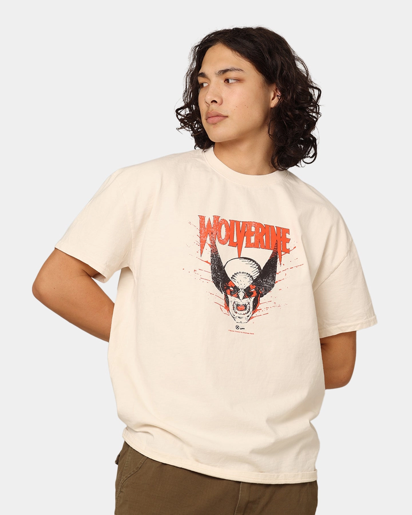 Functional Side Gussets Marvel X-Men Wolverine Heavyweight T-Shirt Off White