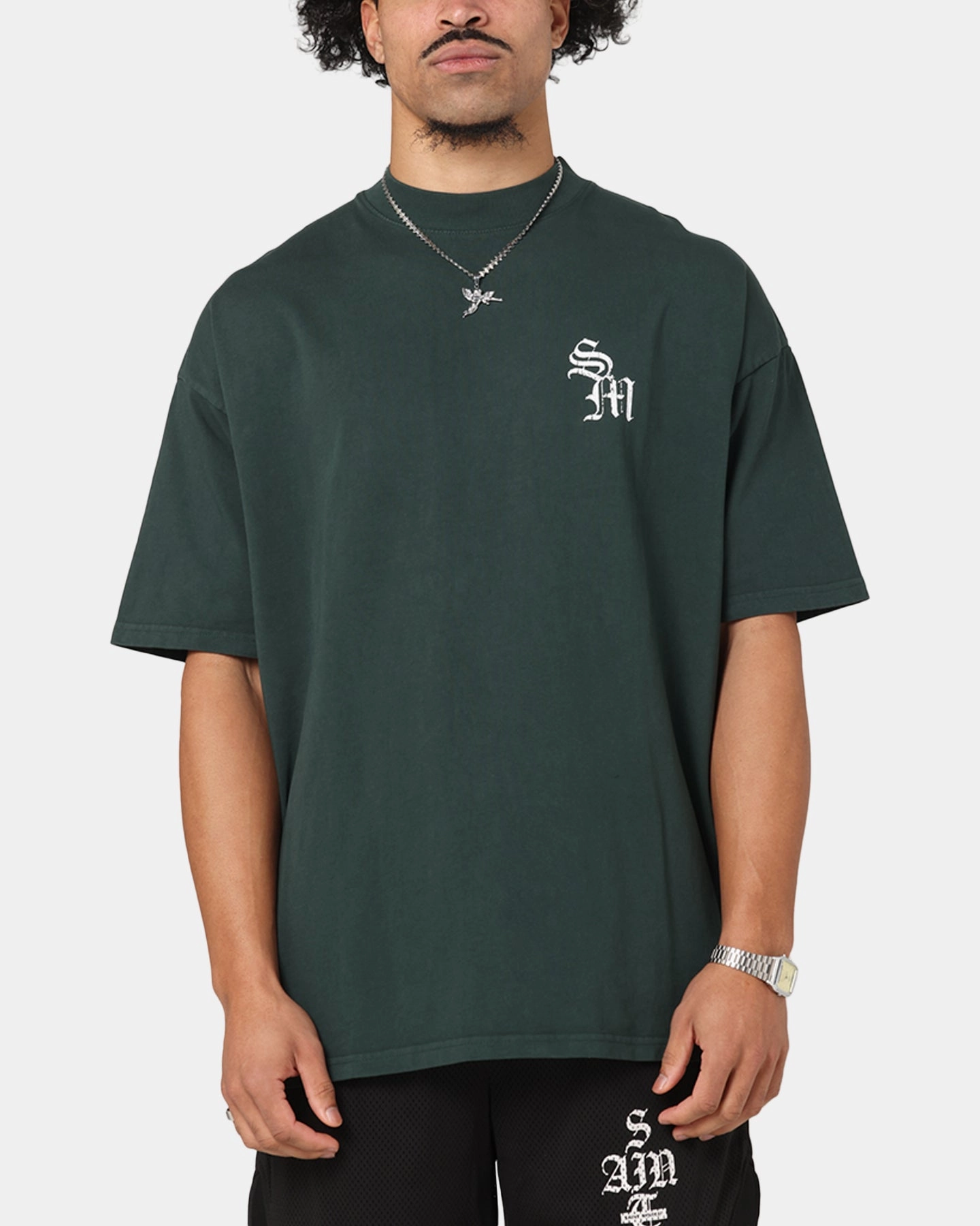 Saint Morta Redemption Mock Neck T-Shirt Green Modern Trend Look