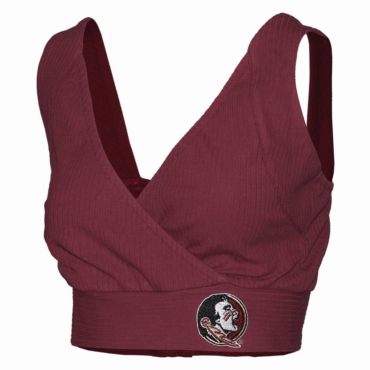 Emerson Street Women's Seminole Logo Ribbed Bra Top - Garnet Workout Ready Fabric