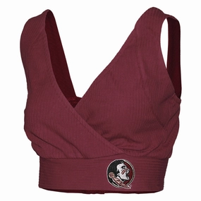 Emerson Street Women's Seminole Logo Ribbed Bra Top - Garnet Corrosion - resistant single crewed