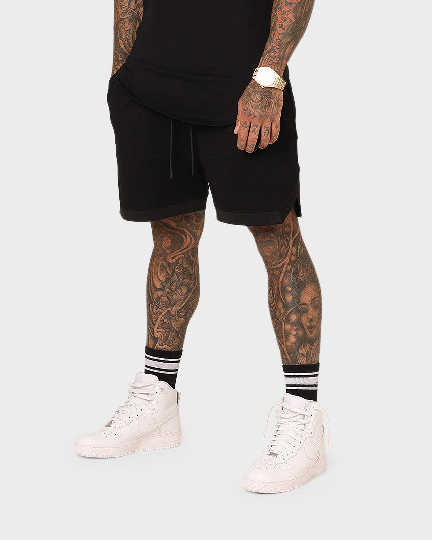 Summer Fashion Laser Cut Perforations Saint Morta Annex Inset Basketball Shorts Black