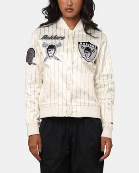 fishermen Relaxed Motion Pro Standard Women's Las Vegas Raiders Satin Jacket Eggshell/Grey