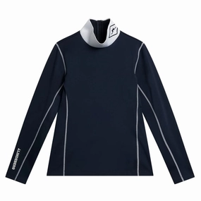 Relaxed City Style Cold Weather Gear J.Lindeberg Powderhorn Mid Layer Golf Pullover JL Navy - FW23 Women