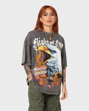 Bold and Comfortable Denim combination Loiter Fury Vintage T-Shirt Charcoal