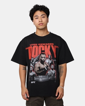 UFC By Goat Crew Leon "Rocky" Edwards Vintage T-Shirt Washed Black Minimalist Style