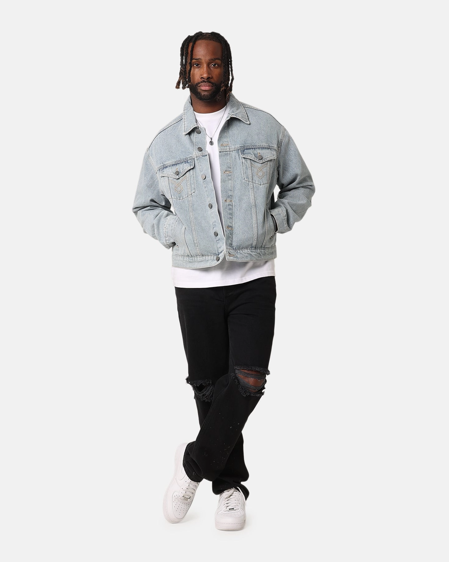XXIII Classic Trucker Denim Jacket Superwash Blue Travel Ready