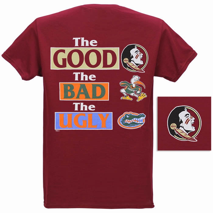 Ragz Adult/Unisex FSU The Good The Bad The Ugly Rivalry T-shirt - Garnet Lightweight Comfort Wear Comfortable Design