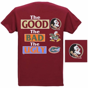 Travel Comfort Style Ragz Adult/Unisex FSU The Good The Bad The Ugly Rivalry T-shirt - Garnet