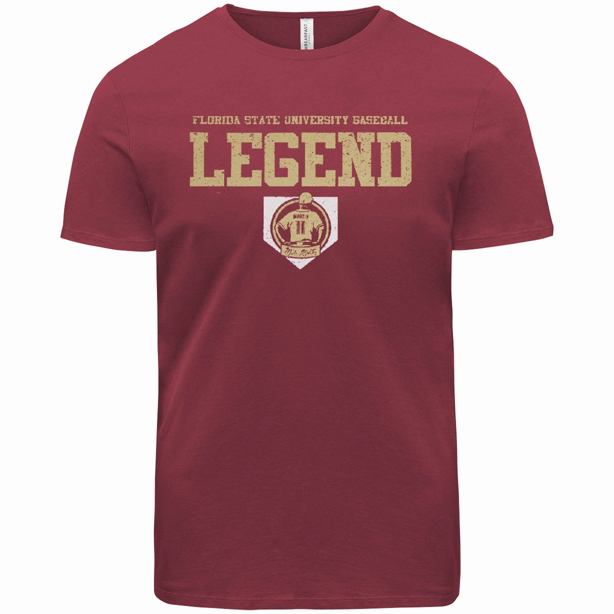 NonIrritatingTags Ragz Men's Florida State University Mike Martin Legend Design Short Sleeve T-shirt - Garnet