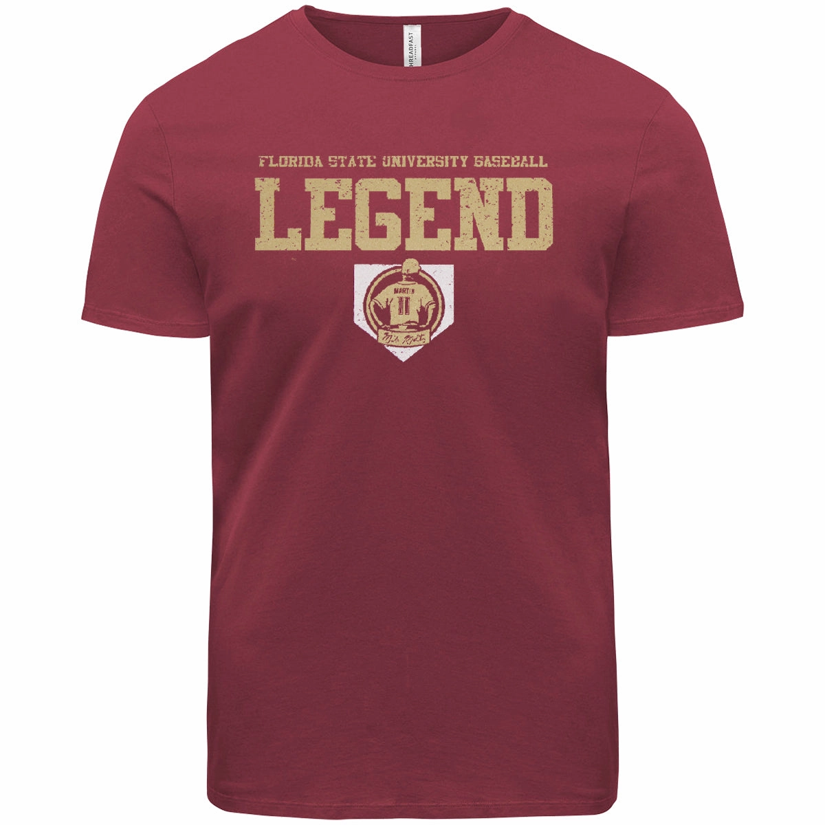 Ragz Men's Florida State University Mike Martin Legend Design Short Sleeve T-shirt - Garnet Soft Fit Wear