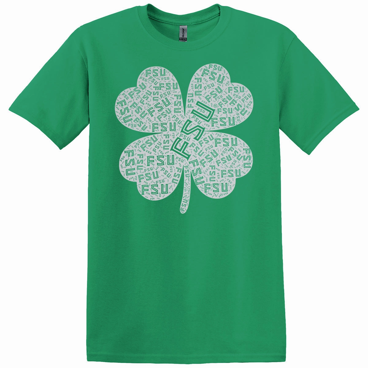 Ragz Men's Shamrock FSU Design Short Sleeve T-shirt - Kelly Green Everyday Fashion Look