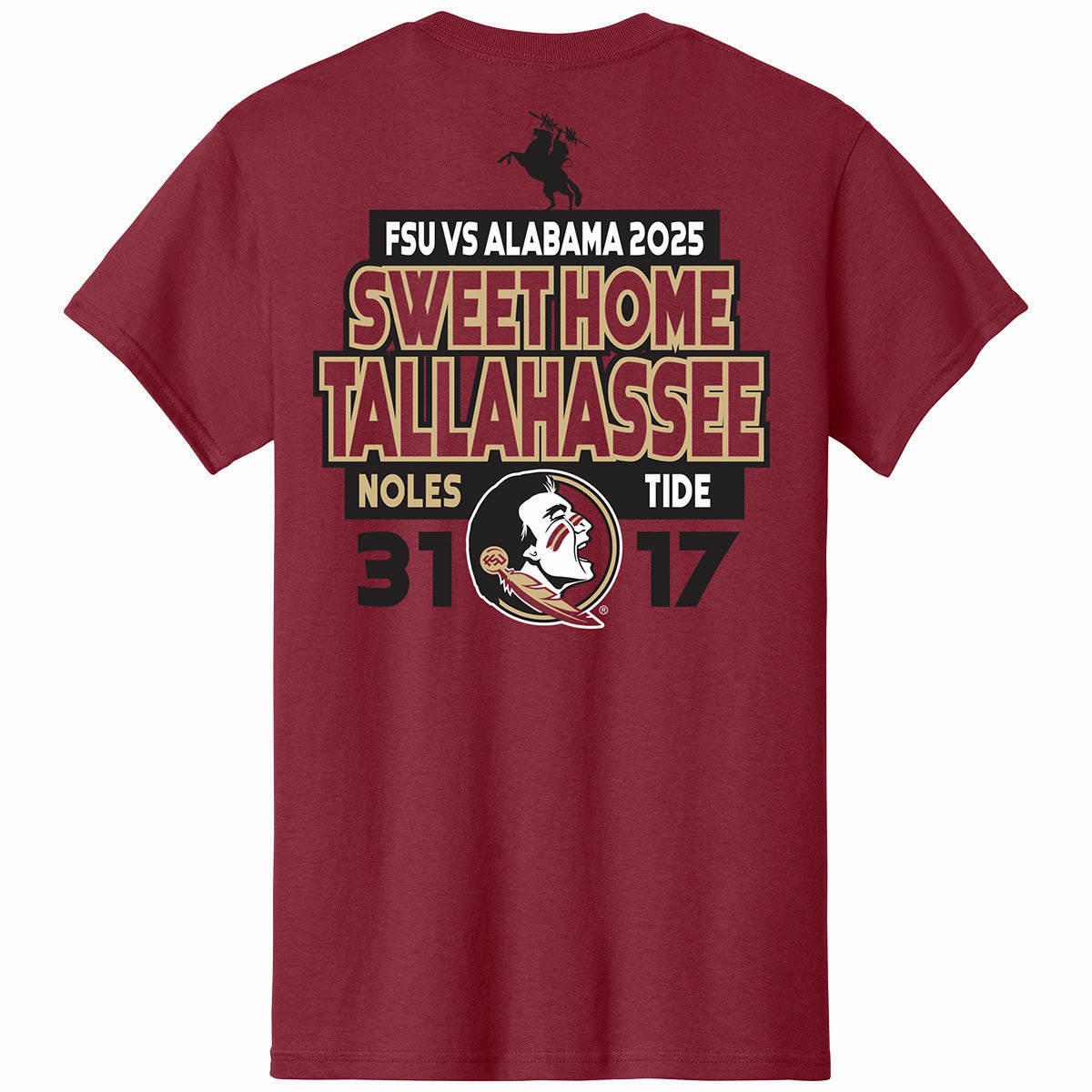 Ragz Men's Sweet Home Tallahassee/Alabama Score Design Short Sleeve T-shirt - Garnet Urban Look Lightweight Feel