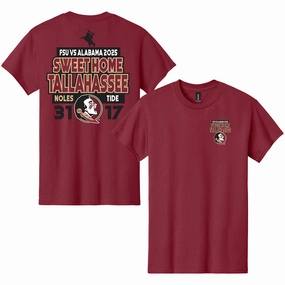 Timeless Must-Have ComfortFirst Ragz Men's Sweet Home Tallahassee/Alabama Score Design Short Sleeve T-shirt - Garnet
