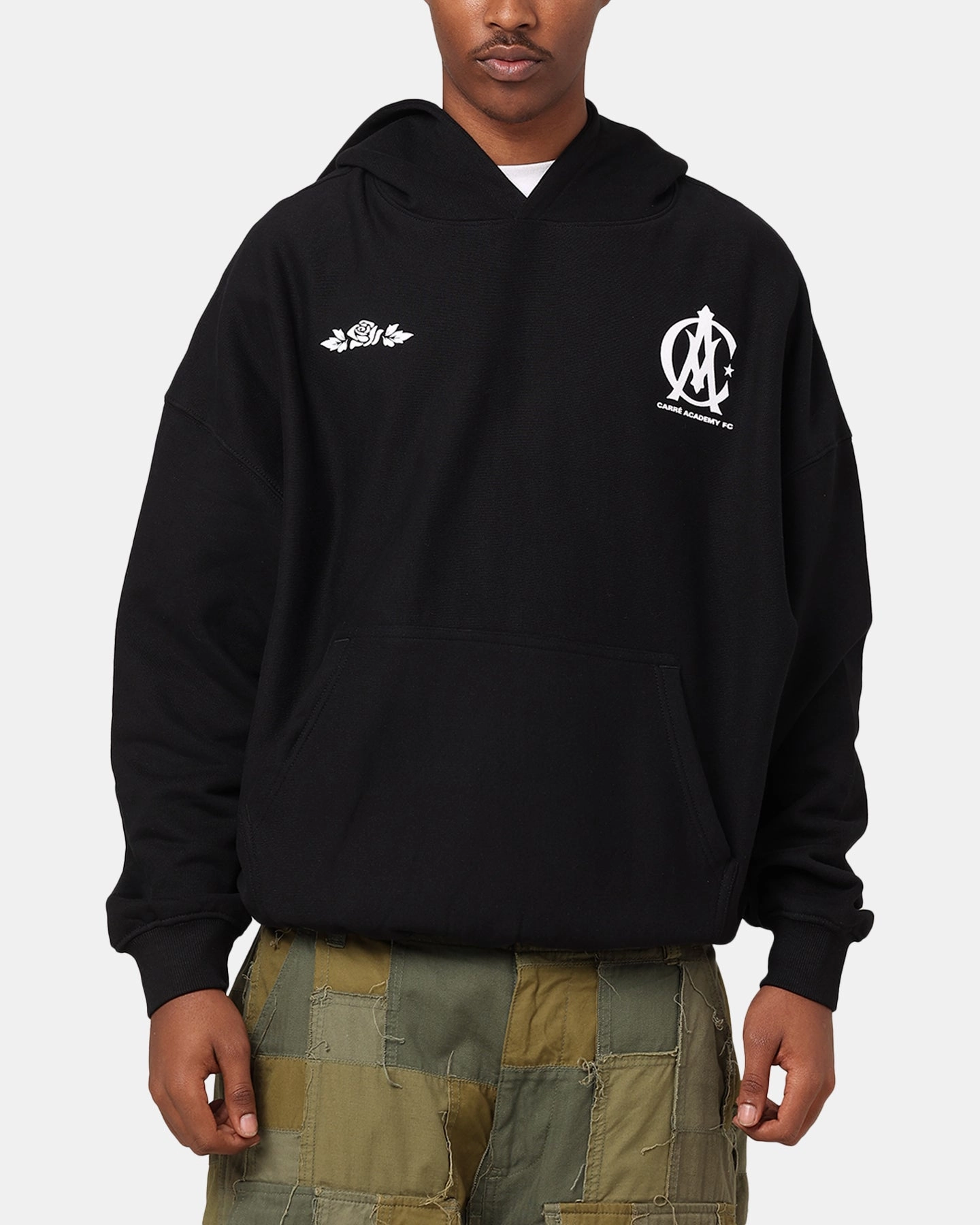 Carre Academy Chest Hoodie Black Thermal Reflective Lining Soft Texture