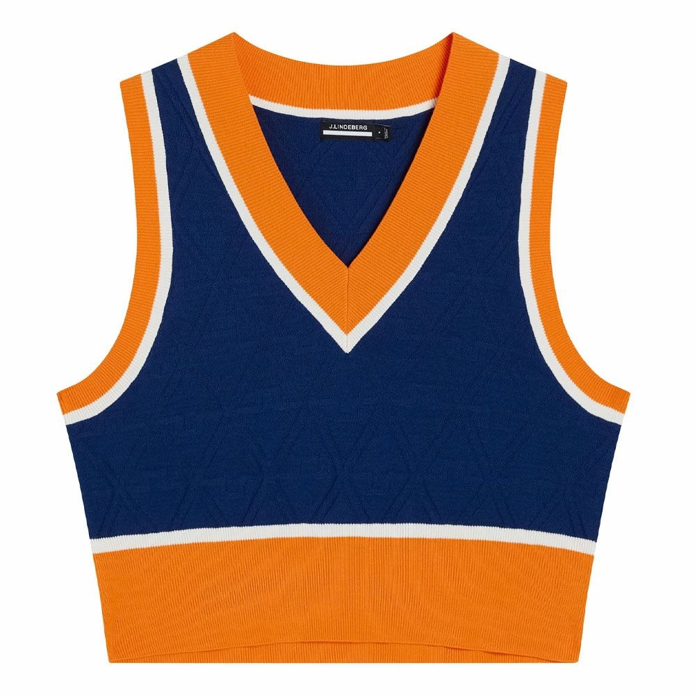 J.Lindeberg Barbados Knitted Golf Vest Estate Blue - FW23 Women Waterproof Material