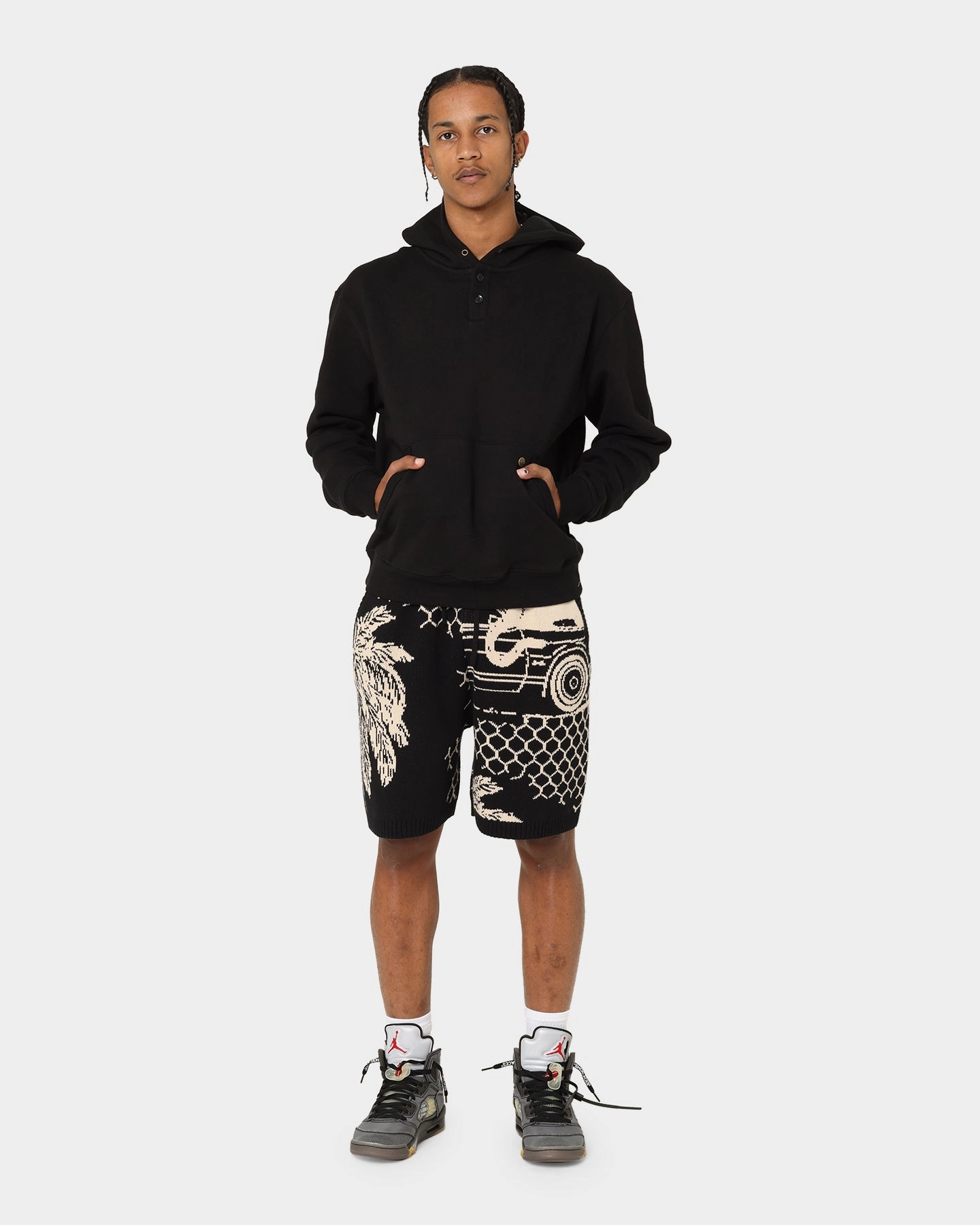 Knee Length Honor The Gift Noble Hoodie  Black
