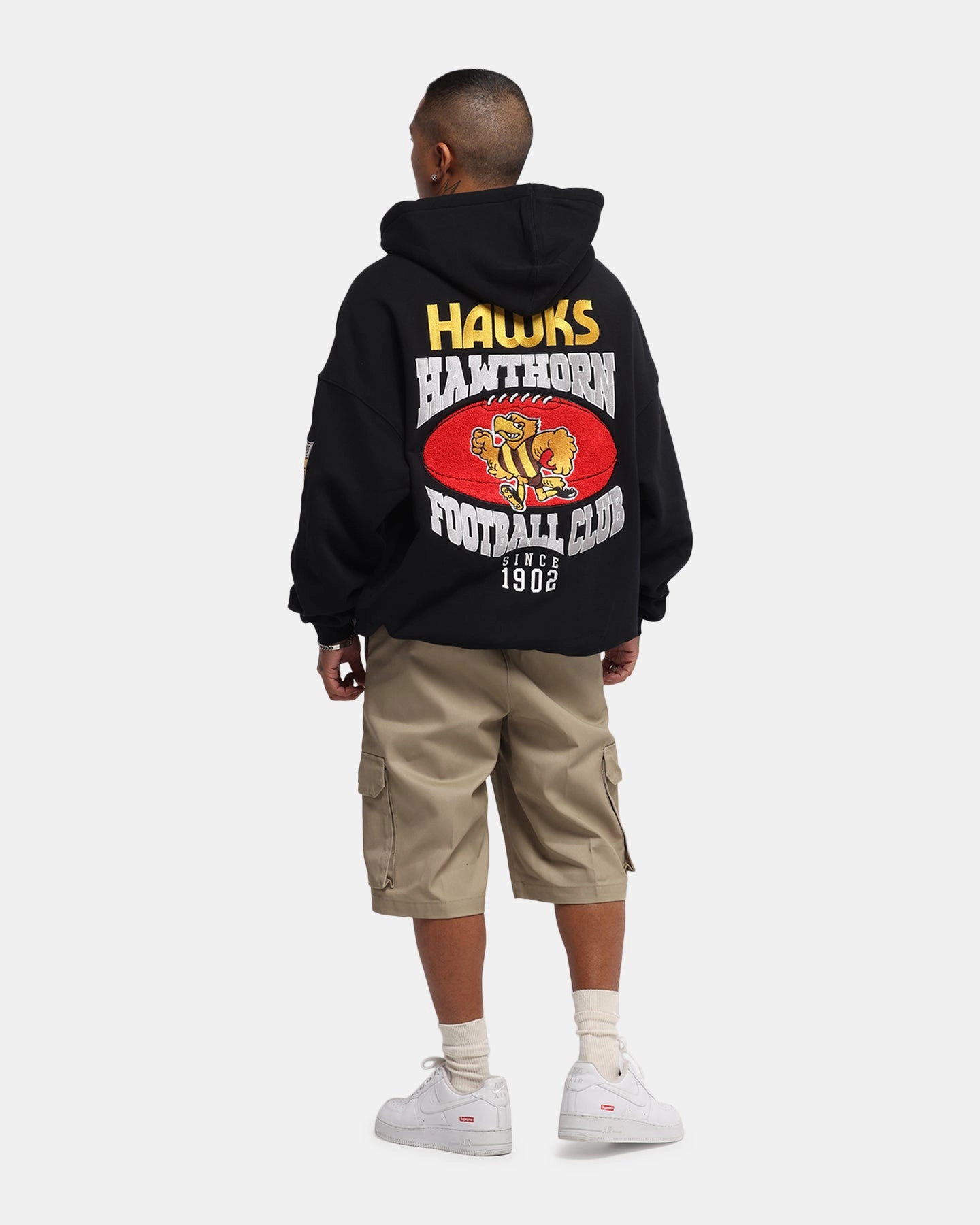 Mitchell & Ness Hawthorn Hawks Team Hoodie Solid Black Weekend Comfort Toothpaste