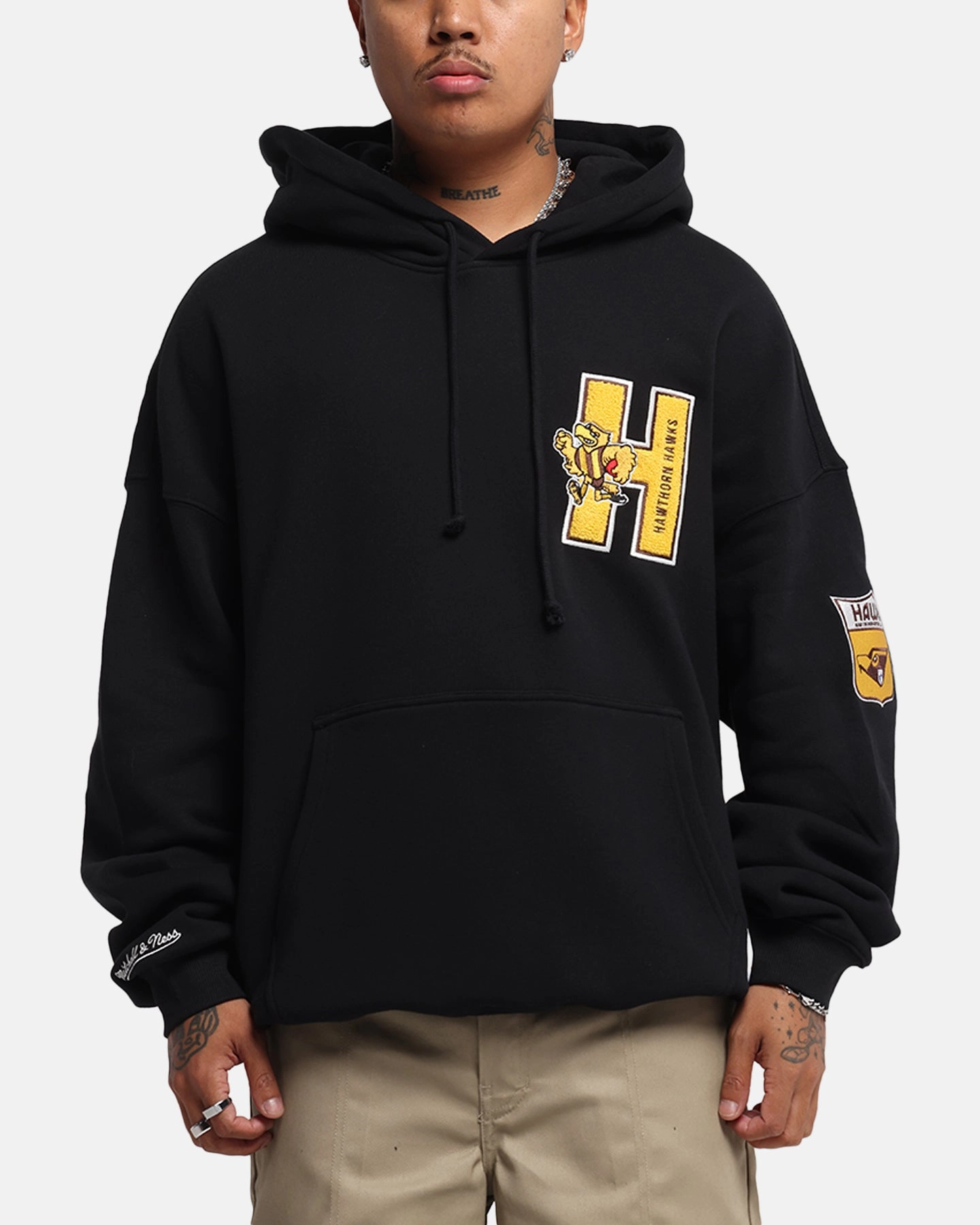 Mitchell & Ness Hawthorn Hawks Team Hoodie Solid Black Linen