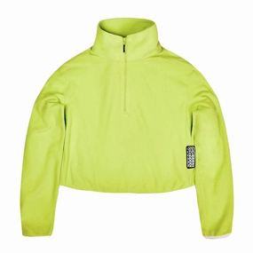 Non Chafing Neckline Collapsible Packable Style RAINS Fleece W Half Zip 'Digital Lime'