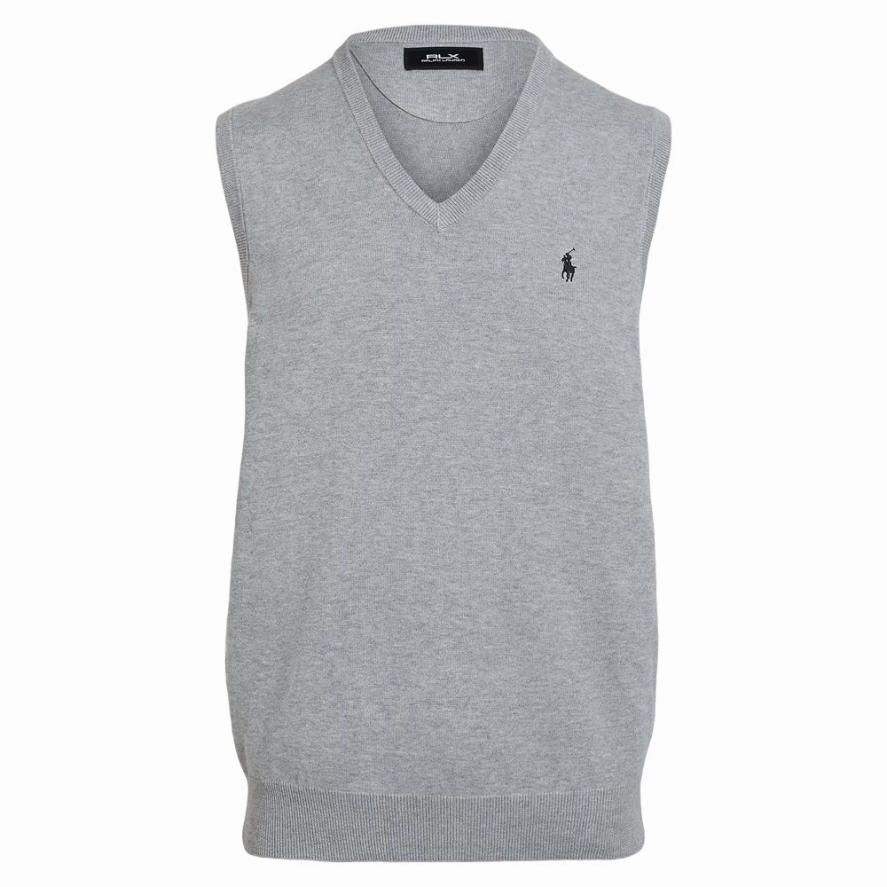 simple design Anti Pilling Surface Ralph Lauren Cotton Coolmax V-Neck Golf Sweater Andover Heather - SP25 Men