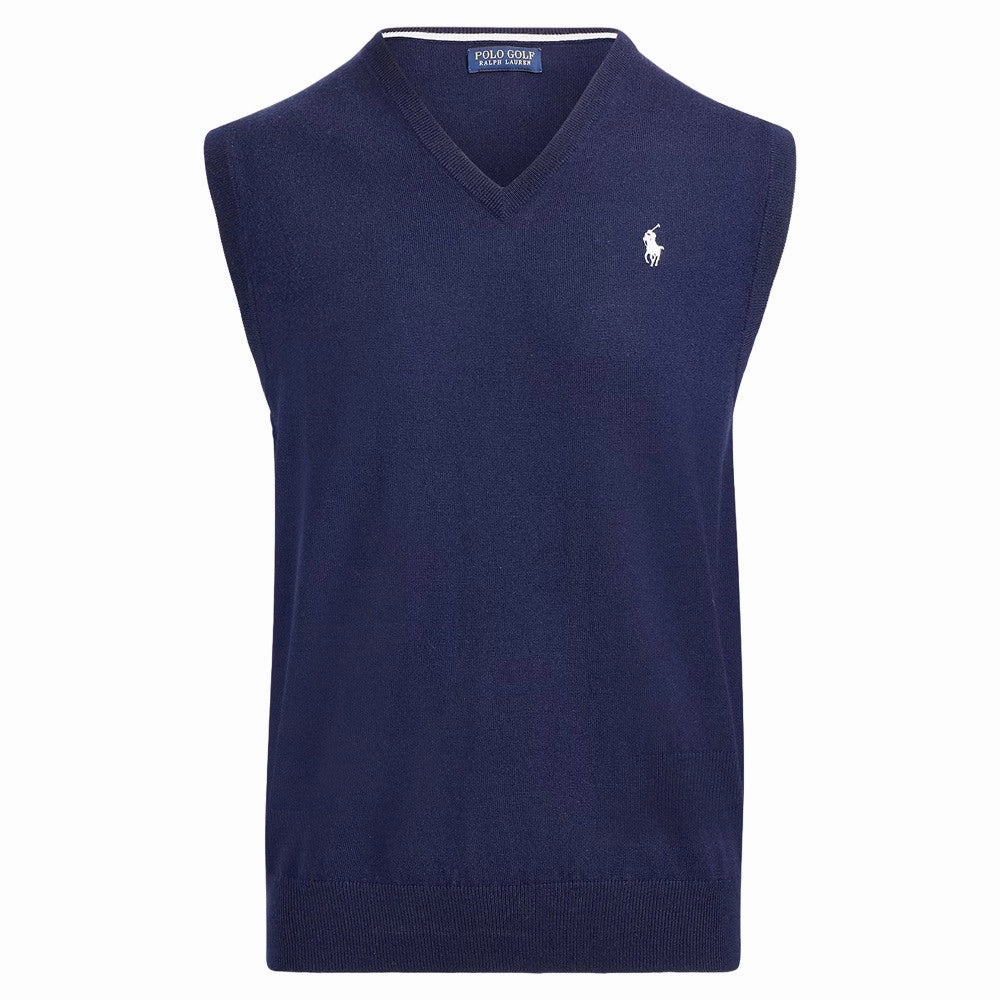 Layered Neckline Ralph Lauren Cotton Coolmax V-Neck Golf Sweater Refined Navy - SP25 Men