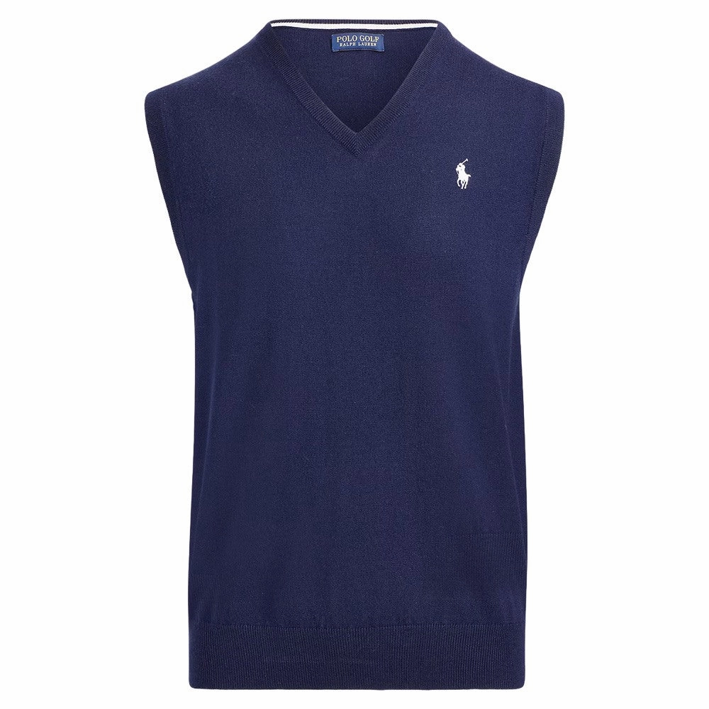 Adjustable Hood Ralph Lauren Cotton Coolmax V-Neck Golf Sweater Refined Navy - SP25 Men