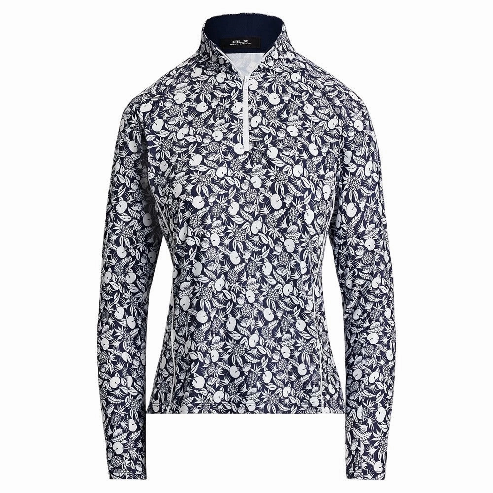 Waist String Flexible Hem Adjustment Ralph Lauren Longsleeve Lightweight Airflow 1/2 Zip Mockneck Golf Pullover Cheeky Pineapple - SP25 Women