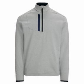 Non Slip Collar Ralph Lauren Luxury Performance Driver 1/4 Zip Golf Pullover (Houndstooth) Andover Heather - SP25 Men