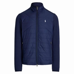Ralph Lauren Performance Wool Full-Zip Hybrid Mockneck Golf Jacket Refined Navy - SP25 Men StretchFit Silhouette