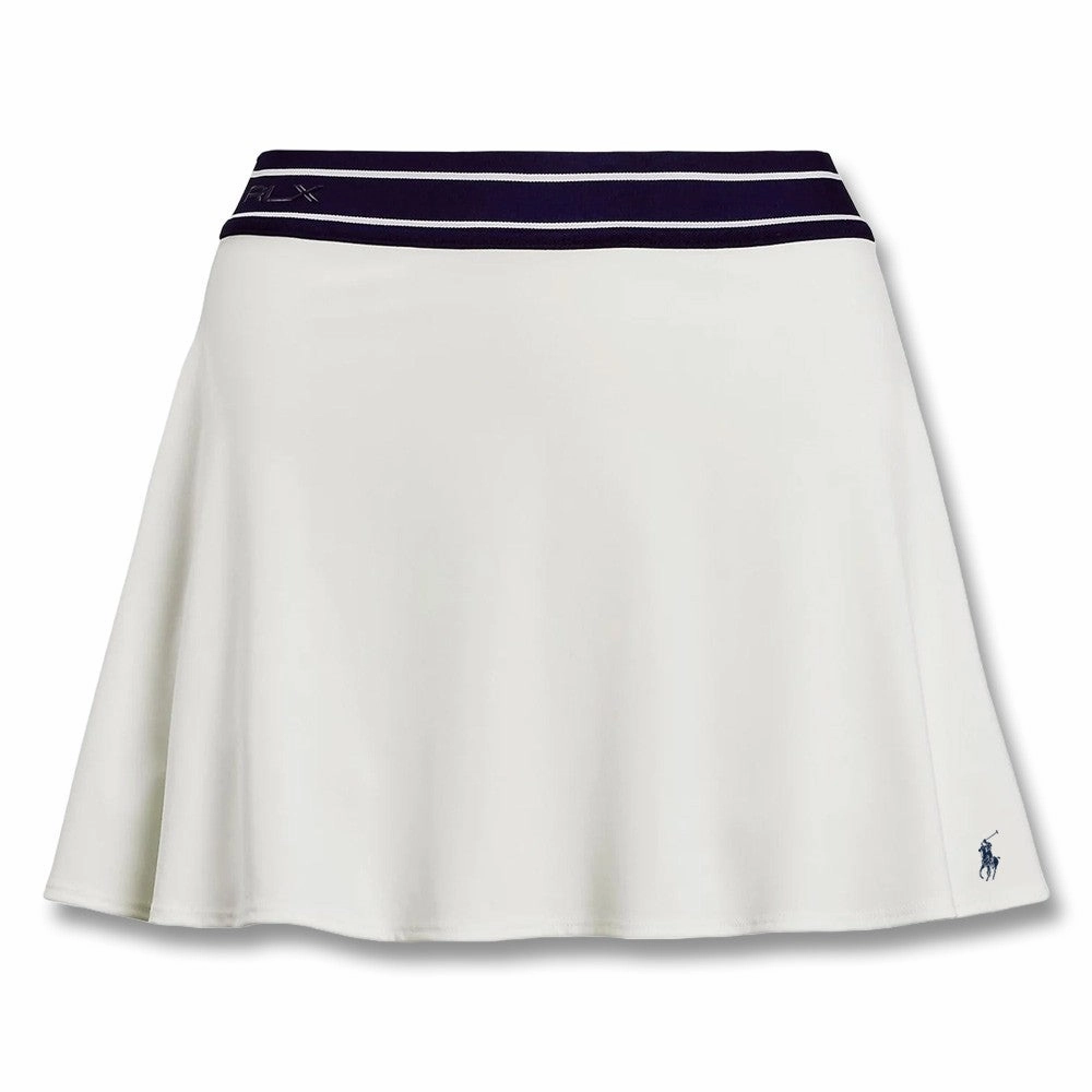 Ralph Lauren Polyester Interlock Flare 15" Golf Skort Ceramic White Multi - SP25 Women Opaque Lining High low hem